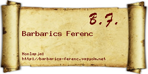 Barbarics Ferenc névjegykártya