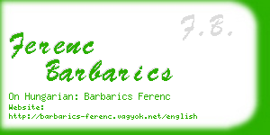 ferenc barbarics business card